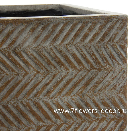 Кашпо Nobilis Marco Fishbone fossil wood Cube (файкостоун), 40х40хH40 см - фото 2