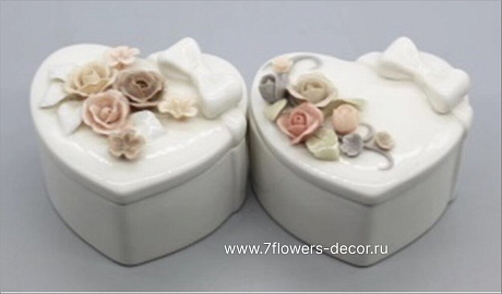 Шкатулка Flowers (керамика), 8х8xH6 см, в асс. - фото 1