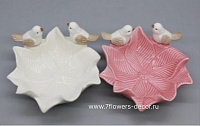 Блюдо декоративное "Птички на цветке" (керамика) 15х14,5хH6,5 см, в асс. - фото 1