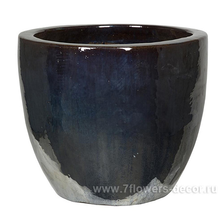 Кашпо (керамика) Metal Glaze Couple silver-blue, D53xH49см