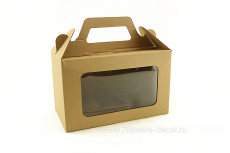 Коробка подарочная с окном и ручкой (крафт), 18х17хН10 см - фото 1