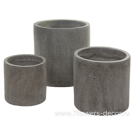 Кашпо Nobilis Marco Grey Cylinder (полистоун), D26хH25 см - фото 3