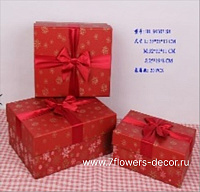 Коробка подарочная "Новогодняя", 35x25xH12 см, 32x22xH11 см, 25х19xH8 см, набор (3 шт) - фото 1