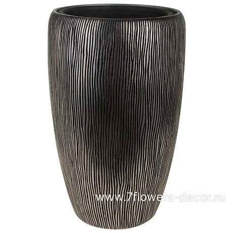 Кашпо полистоун Dark silver Vase, D32хH51 см с тех.горшком - фото 1