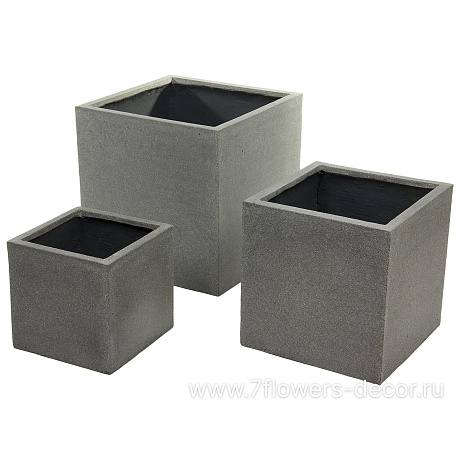 Кашпо Nobilis Marco Plain rough grey Cube (файкостоун), 50х50хH50 см - фото 3