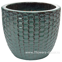 Кашпо Nobilis Marco "Ocean Blue Relief Jar" (керамика), D36хH316 см - фото 1