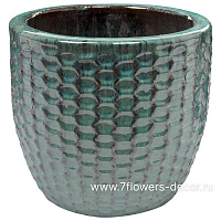 Кашпо Nobilis Marco "Ocean Blue Relief Jar" (керамика), D27хH24,5 см - фото 1