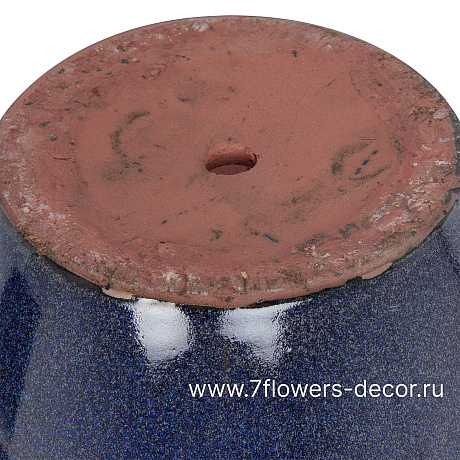 Кашпо Nobilis Marco Dark Blue Relief Round (керамика), D21хH19 см - фото 4