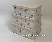 Коробка подарочная "Принт", 30x22xH12 см, 28x20xH11 см, 26x18xH10 см, набор (3 шт) - фото 1