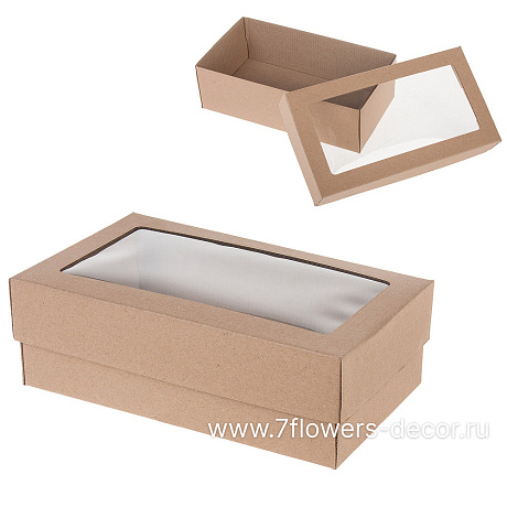 Коробка подарочная с окном (крафт), 12х20хН7 см - фото 1