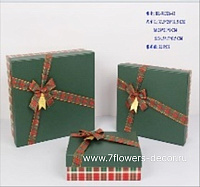 Коробка подарочная "Новогодняя", 33x25xH11 см, 29x21xH9 см, 24x17xH7 см, набор (3 шт) - фото 1