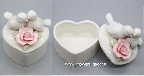 Шкатулка Flowers (керамика), 9xH8,5 см, в асс. - фото 1