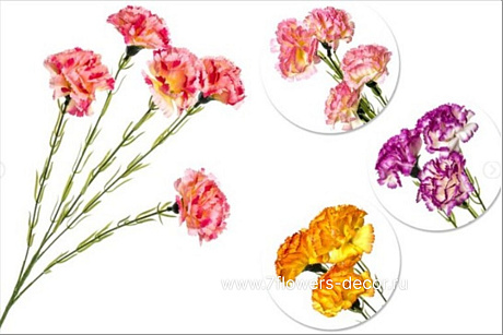 Цветок искусственный Гвоздика кустовая, H60 см, в асс. - фото 1