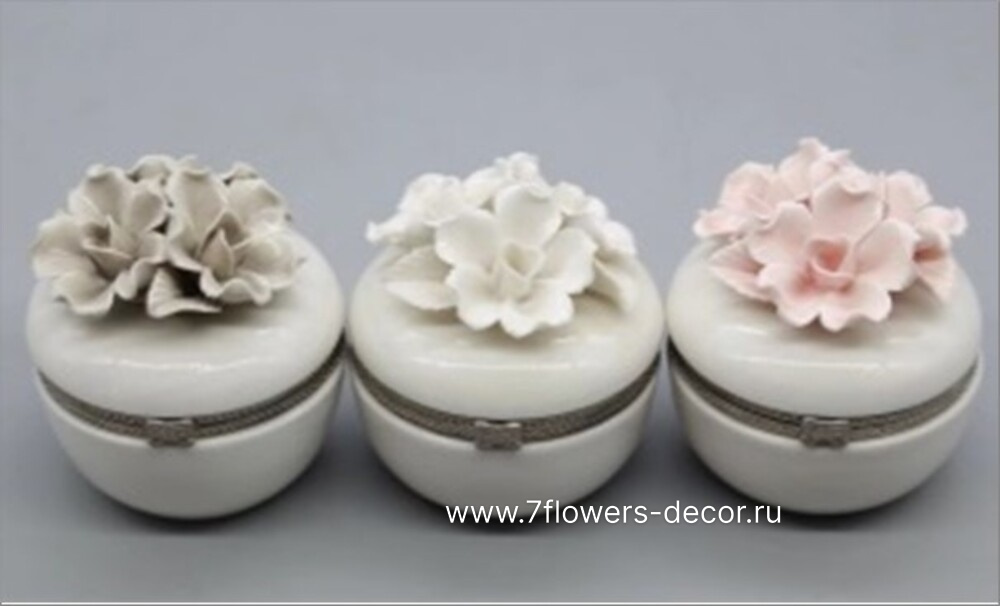 Шкатулка Flowers (керамика), D6,5xH6,5 см, в асс. - фото 1