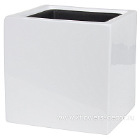 Кашпо полистоун Nobilis Marco "Pmlac-white Cube", 20х20хH20 см с тех.горшком - фото 1