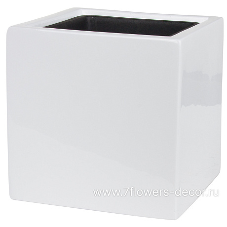 Кашпо полистоун Nobilis Marco Pmlac-white Cube, 20х20хH20 см с тех.горшком - фото 1