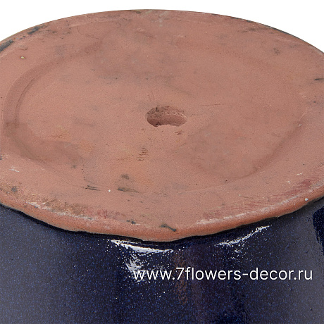 Кашпо Nobilis Marco Dark Blue Relief Round (керамика), D29хH25,5 см - фото 4