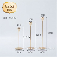 Подсвечник (металл), 8x2xH32 см, 8x2xH27 см, 8x2xH21,5 см, набор (3 шт) - фото 1