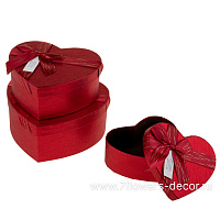 Набор коробок подарочных "Сердце" с бантом, 22x20xH9 см, 19x17xH7,5 см, 16x14xH6 см (3шт) - фото 1