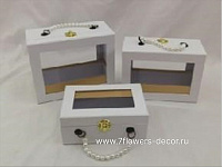 Коробка подарочная "Чемодан", 24x11,5хH19 см, 22x10,5хH16 см, 20x8,5хH13 см, набор (3 шт), с окном - фото 1