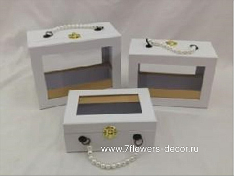 Коробка подарочная Чемодан, 24x11,5хH19 см, 22x10,5хH16 см, 20x8,5хH13 см, набор (3 шт), с окном - фото 1