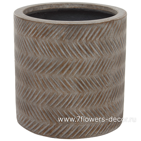 Кашпо Nobilis Marco Fishbone fossil wood Cylinder (файкостоун), D30хH30 см - фото 1