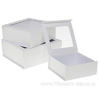 Коробка подарочная, 26,5x25,5xH11 см, 23x21xH9,5 см, 19,5x18xH8 см, набор (3 шт), с окном - фото 1