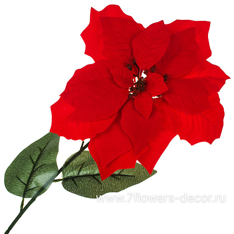 Цветок искусственный Пуансеттия (ткань), Н68 см - фото 1