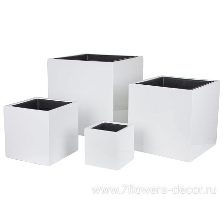 Кашпо полистоун Nobilis Marco Pmlac-white Cube, 20х20хH20 см с тех.горшком - фото 3