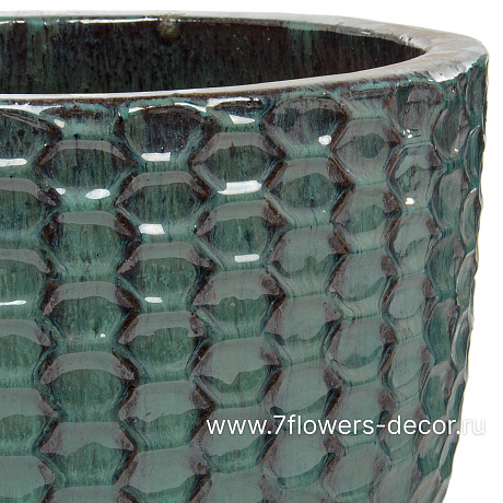 Кашпо Nobilis Marco Ocean Blue Relief Jar (керамика), D45хH38,5 см - фото 2