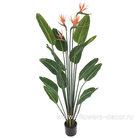 Растение искусственное Стрелиция в кашпо,  4 ветки, 14 листьев, H150 см - фото 1