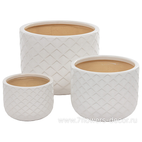Кашпо Nobilis Marco White Relief Jar (керамика), D30хH23,5 см - фото 3