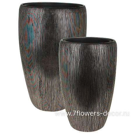 Кашпо полистоун Dark silver Vase, D32хH51 см с тех.горшком - фото 3