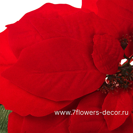 Цветок искусственный Пуансеттия (ткань), Н68 см - фото 2
