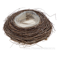 Кашпо плетеное "Гнездо" (ветки), D24xH7 см - фото 1