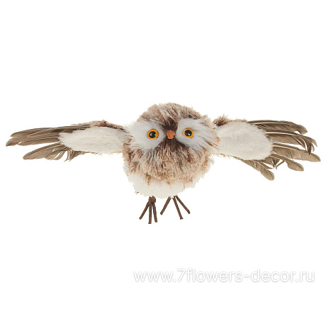 Фигурка Летающая сова (пластик, иск.мех, перо), 33х9хН17 см - фото 1