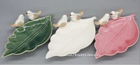 Блюдо декоративное "Птички на листе" (керамика) 22х13,5хH6 см, в асс. - фото 1