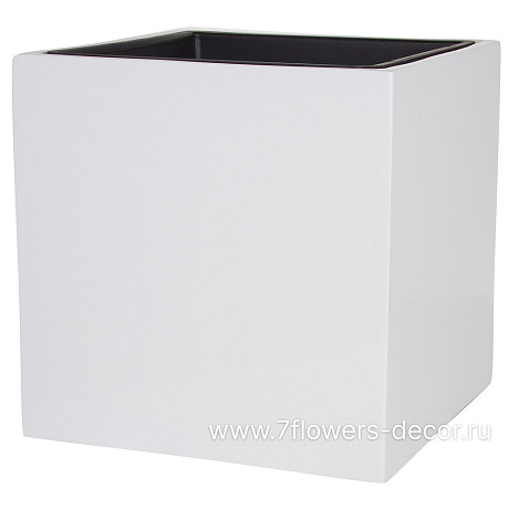 Кашпо полистоун Nobilis Marco Pmlac-white Cube, 50х50хH50 см с тех.горшком - фото 1