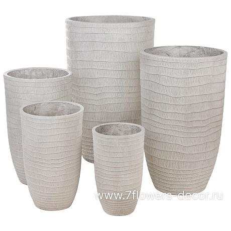 Кашпо Nobilis Marco Waves grey Vase (файберклэй), D25хH41 см - фото 3