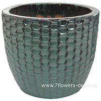 Кашпо Nobilis Marco "Ocean Blue Relief Jar" (керамика), D45хH38,5 см - фото 1
