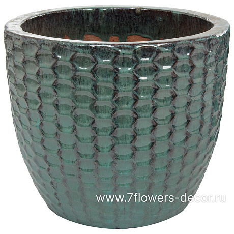 Кашпо Nobilis Marco Ocean Blue Relief Jar (керамика), D45хH38,5 см - фото 1
