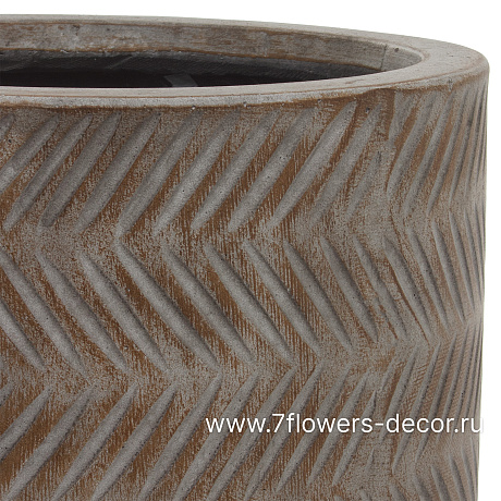Кашпо Nobilis Marco Fishbone fossil wood Cylinder (файкостоун), D30хH30 см - фото 2